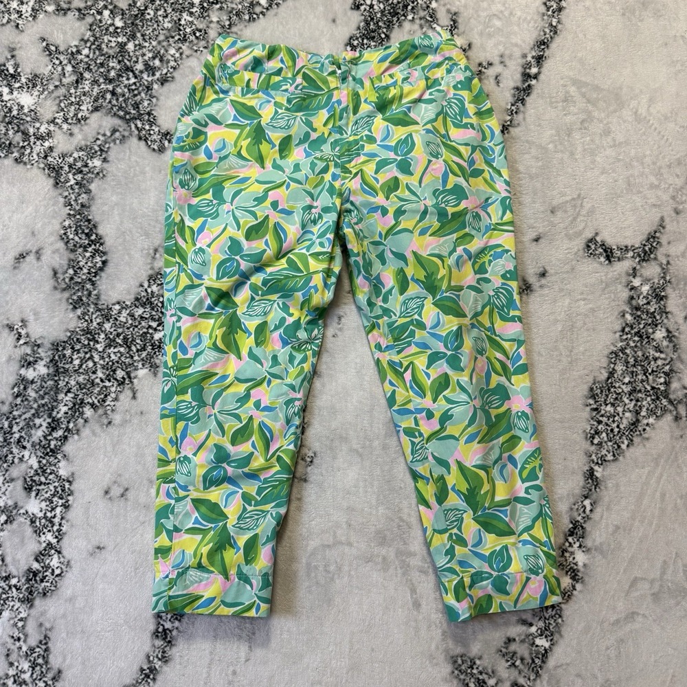 Vtg‎ Lilly Pulitzer Pants Womens Size 8 Green Multi Floral Print Cotton Cropped